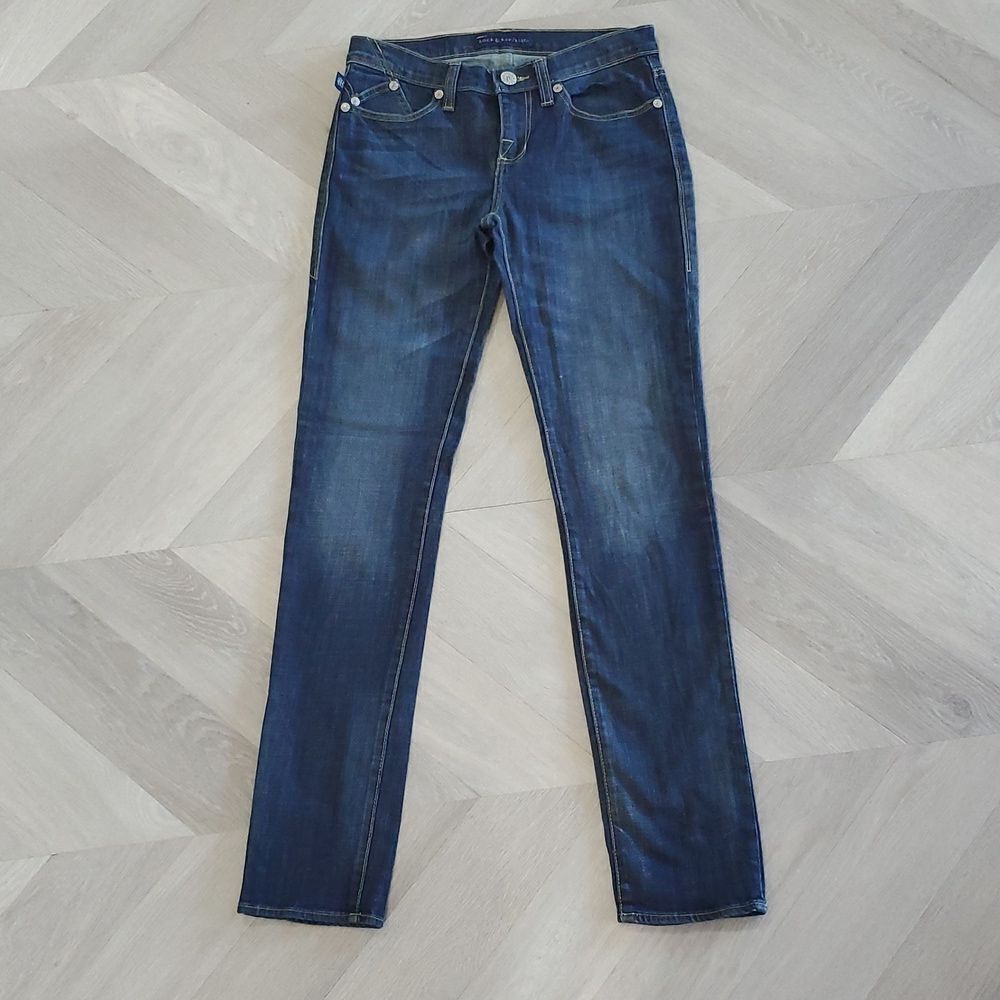 Rock & Republic Womens Jeans Slim Skinny Leg Stitched Pocket Zip Up Blue Sz 28